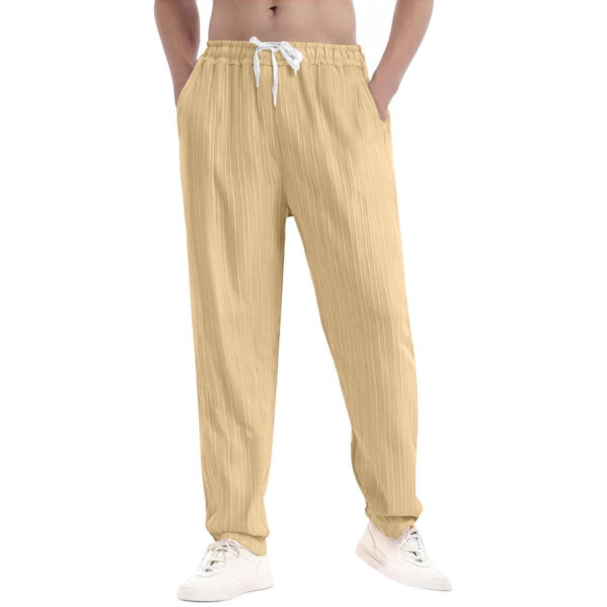Men's Solid Color Casual Pants - Loose Fit Breathable Trousers For Sports & Everyday Wear_viptrois.com