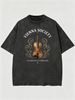 Summer Washed Cotton T-Shirt, Men's Vienna Society Violin Print, Luxury Casual Style, Oversized Tee_viptrois.com