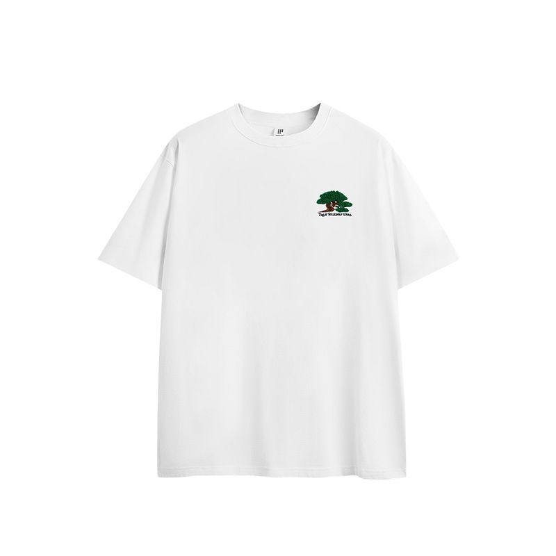 Men's Clothing Towel Embroidered Pine Tree Short Sleeved 2025 Spring And Summer New Trendy Brand Simple Style Casual Personality Men's T Shirt_viptrois.com
