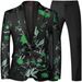 Modern Men's Business Casual Suit Set Inspired Slim Fit Wedding & Party Blazer With Contrast Pants (Rose/Blue/White/Silver/Red/Green/Black)_viptrois.com