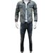 Men's Clothing Men's Distressed Denim Jacket – Vintage Loose Fit Casual Coat With Turn-Down Collar, Light Blue, Spring & Fall Fashion_viptrois.com
