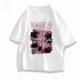 【DORAE】2026 Breathable T-shirt (Eco Cotton) Black (3D "Tranquillity Coconut Palm Retro" Print & Pink-Black Accent) – Pioneer Style For Weekend Getaway_viptrois.com