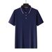 Mens Solid Color Slim Polo Tees Striped Neck Short Sleeve Business Casual Golf Shirts_viptrois.com