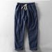 Men's Clothing Linen Casual Pants Cotton Breathable Elastic Trousers Fit Straight Leg Joggers | Light Grey/Navy/Black/Maroon/Charcoal (Sizes M-4XL)_viptrois.com
