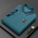 Men's Clothing Short Sleeved T Shirt With Embroidery And Lapel For Dads, Breathable Summer Business Casual_viptrois.com