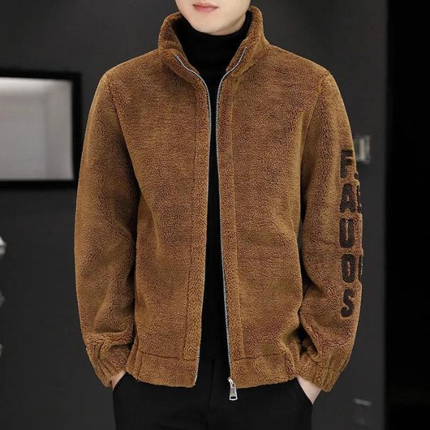 likezhen Likezhen 300g Autumn Winter New Turn-down Collar Short Leather Jacket Men Lamb Wool Thickened Coat Plus Size_viptrois.com