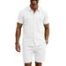 Men's Solid Color Collared Shirt Summer Sporty Casual Short Sleeved With Multiple Pockets New Suit_viptrois.com