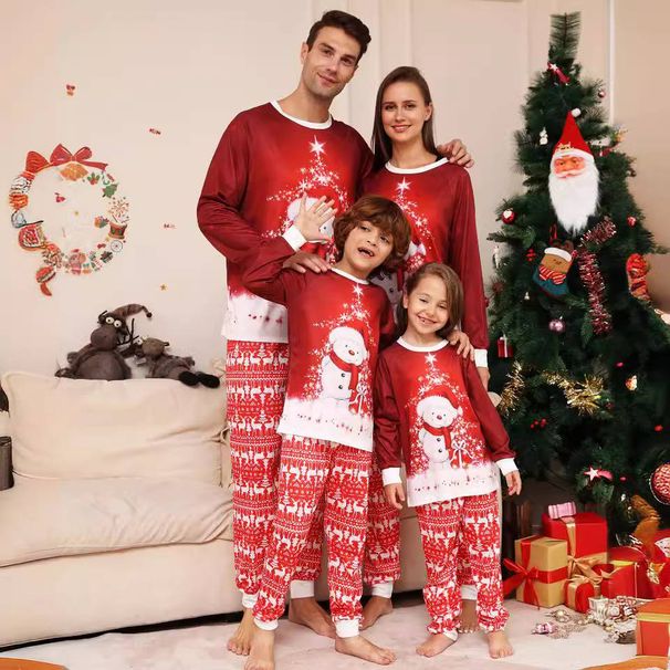 Christmas Cartoon snowman Deer Christmas family dress printed homestays pajamas_viptrois.com