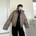 Minimalist Puffer Jacket – Short Quilted Coat With Stand Collar (M-XXL, Black/Brown)_viptrois.com