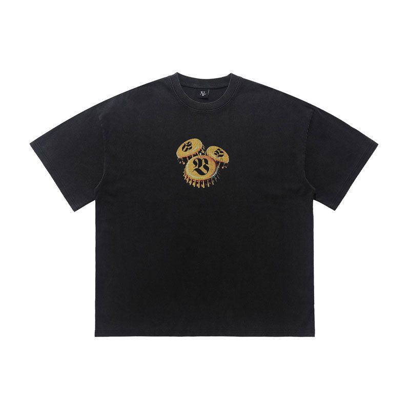 American-style Washed Vintage Bottle Cap Print Loose Short-sleeve T-shirt Men And Women, Suitable For Couples_viptrois.com