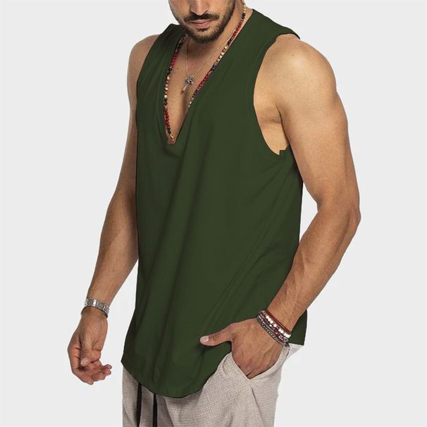 Men's Clothing Men's Summer Sun Cotton Vest Solid Color Sleeveless Casual Sports Loose Fit Style For Formal & Casual_viptrois.com