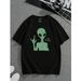 Manfinity Dauomo Hombres Camiseta Algodón Con Estampado De Extraterrestre Y Slogan_viptrois.com