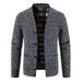 Men's Korean-Style Knitted Cardigan – Thick Winter Sweater Jacket For Casual & Layering (Dark Gray/Light Gray/Brown/Wine Red/Blue-Gray, M-3XL)_viptrois.com
