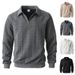 Cross-Border European And American Jacquard Autumn Winter Turn-Down Collar Pullover Half-Zip Sweatshirt Casual_viptrois.com