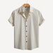 Men's Clothing Spring And Summer New European And American Men's Solid Color Casual Short Sleeve Shirt Cardigan Lapel Fashion Shirt Cross Border Men_viptrois.com