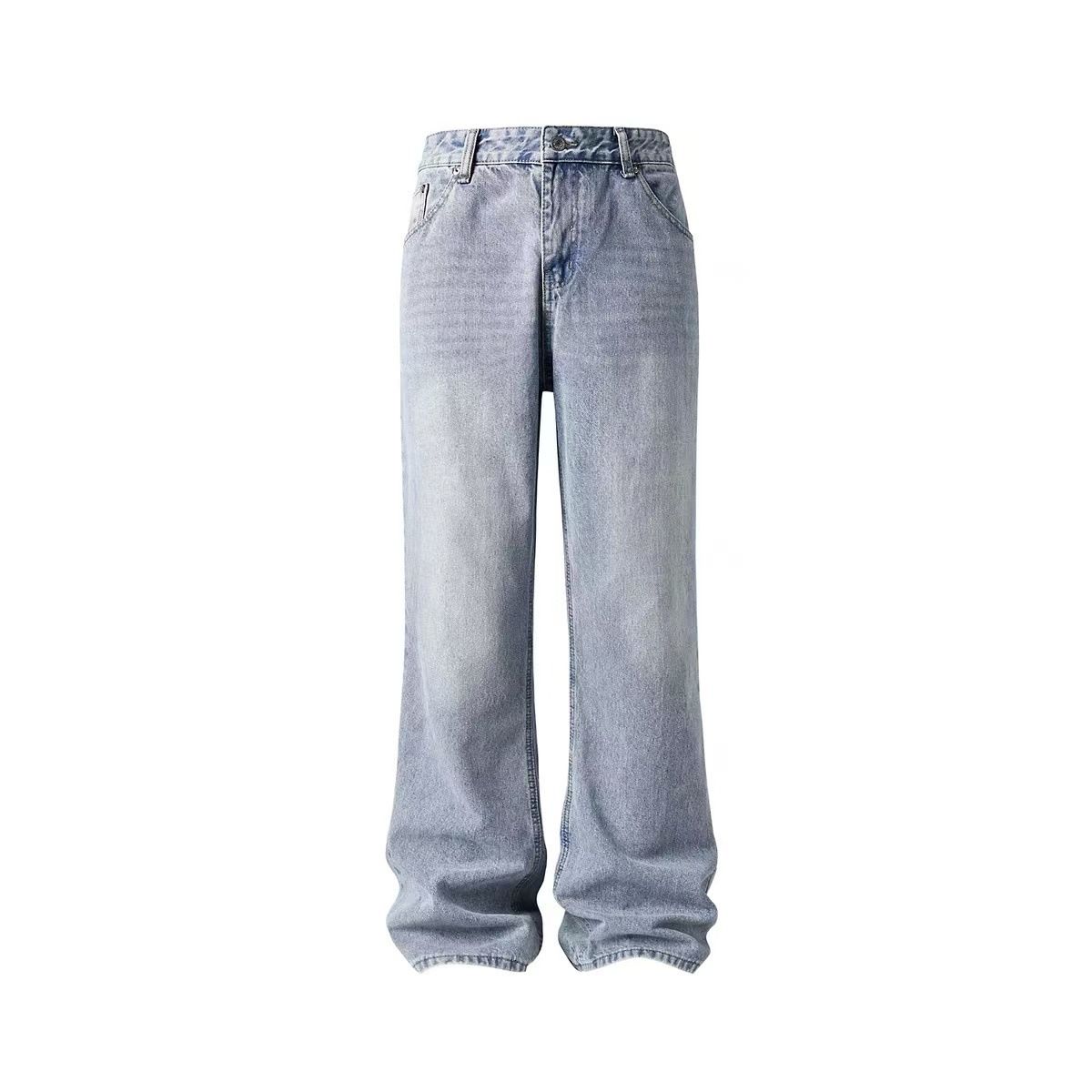 Men's Clothing Black Blue Gray Washed Retro Old Bootcut Scimitar Retro Slim Denim Trousers_viptrois.com