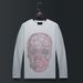 Men's Clothing T Shirt Long Sleeve Hot Diamond Skull Round Neck Spring And Autumn Trend Slim Bottoming Shirt Autumn Clothes Top T Shirt_viptrois.com