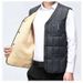 Men's Fleece Vest Winter Warm Padded Sleeveless Jacket For Middle-Aged & Elderly, Plus Size, Classic Solid Color, Lightweight & Comfortable_viptrois.com