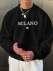 Men's Loose Casual Fashion MILANO 96 Letter Pattern Printed Round Neck Long Sleeved Sportswear For Autumn And Winter_viptrois.com