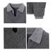 Men's Premium Knit Polo Sweater – Fake Two-Piece V-Neck Pullover (Gray/Beige) – Plus-Size Comfort, Old Money Style Business Casual_viptrois.com