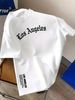100% Pure Cotton Men's Summer Fashion Short Sleeved Los Angeles Letter Printed Casual Slim Fit Versatile Top_viptrois.com