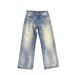 Vintage Washed Denim Jeans Heavyweight Relaxed Straight Fit Classic A-Line Silhouette Cleanfit Unisex_viptrois.com