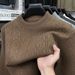 Autumn New Solid Color Half Turtleneck Thickened Cable Knit Warm Sweater Men's Winter Base Shirt_viptrois.com