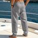 Breathable Cotton Linen Casual Trousers For Men, Loose Fit Straight Leg Summer Beach Pants, Lightweight Comfortable Walking Hiking Travel_viptrois.com