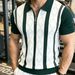 British Style Slim Fit Youth POLO Shirt Striped Short Sleeved Summer Ice Silk Knit Casual Turn down Collar T-Shirt_viptrois.com
