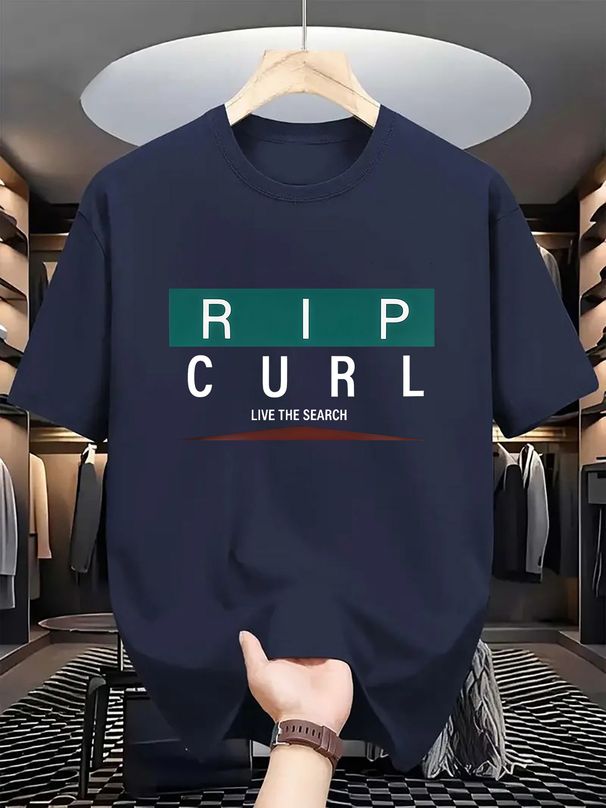 Men's Premium Comfort T-Shirt - Breathable Polyester, Relaxed Fit Streetwear (White/Navy/Black/Red/Khaki, S-XXL)_viptrois.com