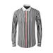Men’s Contrast Stripe Long-Sleeve Shirt – Slim Fit, Breathable Cotton-Blend, Trendy Casual & Business Wear (Black/Blue Stripe)_viptrois.com
