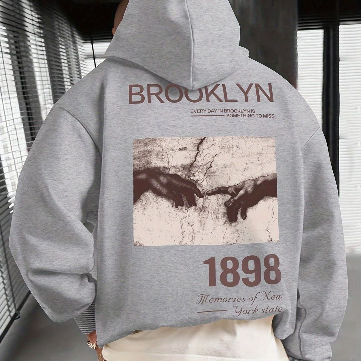 Men's Clothing European Size Brooklyn Letter Print Hoodie Loose Pullover Top Factory Wholesale_viptrois.com