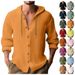 Men's Sports Casual Long Sleeve Shirt Cotton Linen Hooded Fashion Sweatshirt Trendy Versatile Loose Beach_viptrois.com
