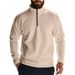 2025 Fashion Outerwear Men's Stand Collar Half Zipper Pure Color Long Sleeve Casual Loose Polar Fleece Sweatshirts_viptrois.com