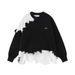 2026 High Street Hip-Hop Knitwear Pullovers Women/Men 100%Polyester Round Collar Irregularly Spliced Tassels Long Sleeve Vintage Loose Sweater_viptrois.com