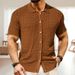 2025d Casual Men's Fashion Perforated Design Spring Summer Knit Short Sleeve Cardigan Polo Shirt SY0051_viptrois.com