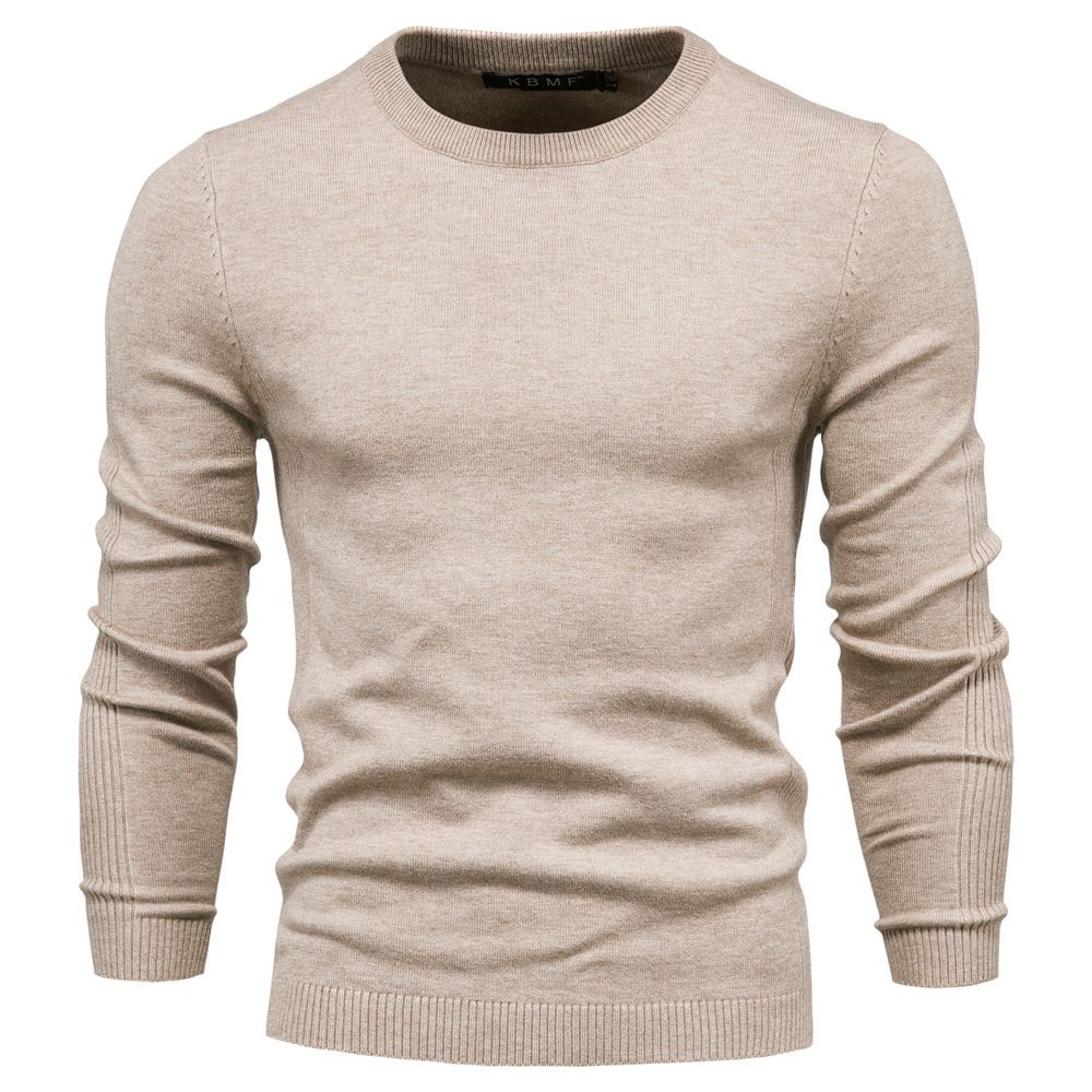 Men’s Solid Color High Neck Sweater – Stretchable, Breathable Pullover Knit For Urban Style (Wine Red/Khaki/Black, Sizes S-6XL)_viptrois.com