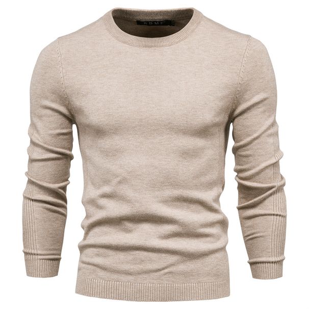 Men’s Solid Color High Neck Sweater – Stretchable, Breathable Pullover Knit For Urban Style (Wine Red/Khaki/Black, Sizes S-6XL)_viptrois.com