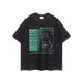 Men's Clothing Retro Washed Gesture Prayer Print Street Loose Casual Short Sleeved T Shirt_viptrois.com