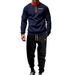 Men's Quarter-Zip Fleece Tracksuit Set – Slim Fit Pullover Hoodie & Joggers (Burgundy/Black/Charcoal/Navy/Light Grey)_viptrois.com