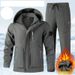 Men's Winter Fleece-Lined Waterproof Work Jacket & Pants Set - Windproof Thermal Insulated Outdoor Workwear For Cold Weather_viptrois.com