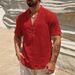 Men's Clothing Single Layer Breathable Stand Up Collar Short Sleeved Shirt Fashion Simple Solid Color Shirt_viptrois.com