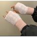 Women Winter Solid Color Knitted Fleece Lined Wrist Protection Fingerless Office Student Writing Cold-Proof Warm Wool_viptrois.com
