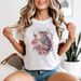 Watercolor Rat Floral Womens 100% Cotton T-shirt Mens Tees Top Rodent Animal Theme Tee_viptrois.com