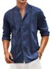 Men's Cotton Linen Short Sleeve Shirt - Breathable Summer Casual Shirt For Beach Vacation, Relaxed Fit Stand Collar Button Up Shirt_viptrois.com
