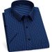 Men's Clothing Summer Short Sleeve Shirt - Wrinkle-Free Striped Business Casual Workwear, Breathable & Comfortable Office Blouse, Slim Fit_viptrois.com