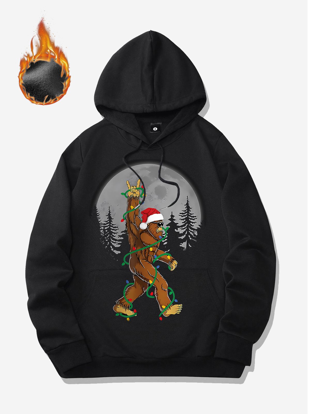 1pc Men'S Christmas Sasquatch Graphic Hoodie - Casual Cotton Long Sleeve Sweatshirt With Slight Stretch, Digital Heat Transfer, Four Seasons Hoode_viptrois.com