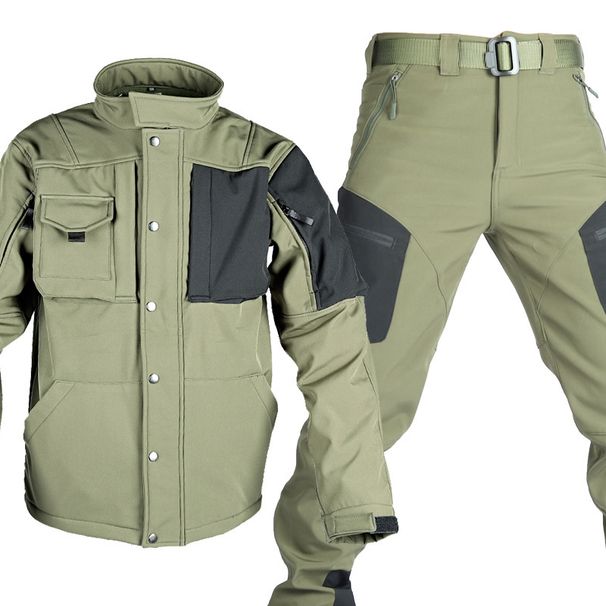 Men's Clothing Soft Shell Jacket Suit Men's Autumn And Winter American Shark Skin Outdoor Plus Velvet Jacket Hunting Suit Thickened_viptrois.com
