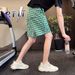 Men's Trendy Diamond Patterned Casual Shorts Mid-Length Summer Cropped Pants Popular Brand Five Point_viptrois.com