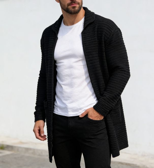 Men's Solid Color Turtleneck Cardigan Long Sleeve Knitted Sweater Jacket Autumn Winter New Style Cross Border European American Sweaters_viptrois.com